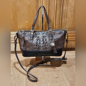 Brahmin ASHER 2 Tone Leather Croco Embossed Tote BAG Purse Shoulder Satchel